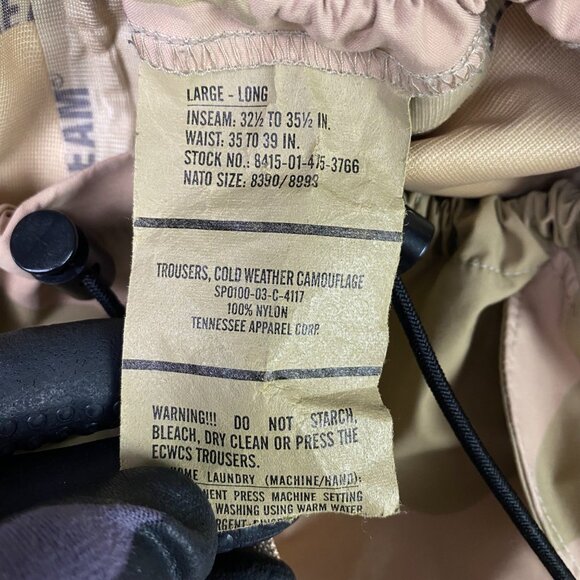 Trousers Cold Weather Camouflage Gore-Tex Pants Men's Large Long Desert Camo - Picture 10 of 16